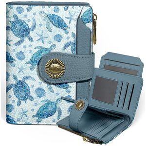 8304 Sea Turtle Small Wallet RFID Blocking Bifold Credit Card Holder